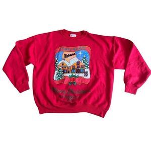 Vintage Hanes Red "Merry Christmas" Crewneck Sweater Graphic - Size XL